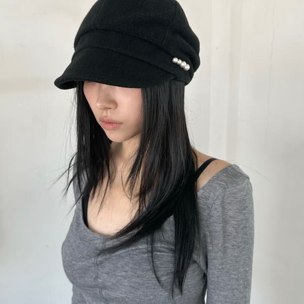 ca4la 펄 플리츠 캡