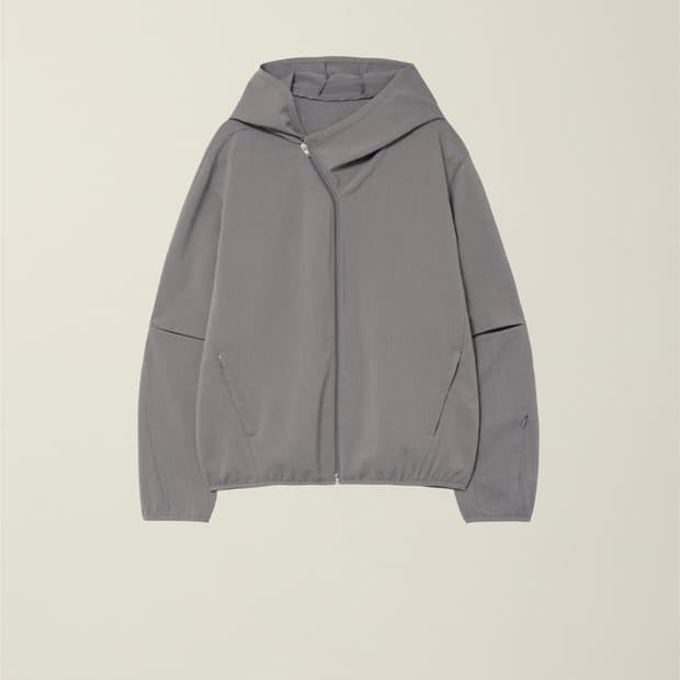 CUT-OUT SLEEVE HOODED ZIP JACKET GREY M