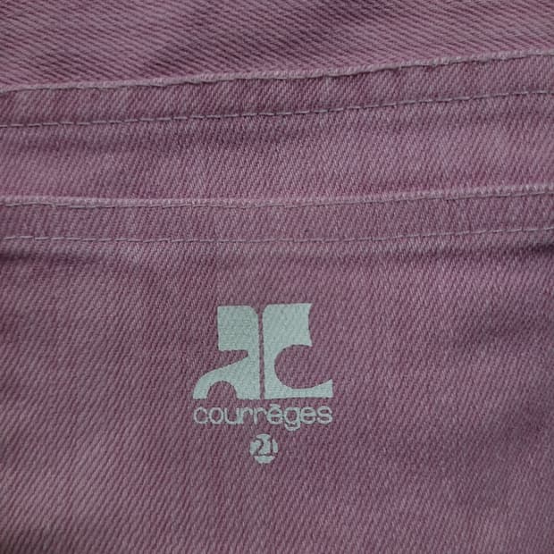 courreges 꾸레쥬 핑크 빅로고 데님팬츠