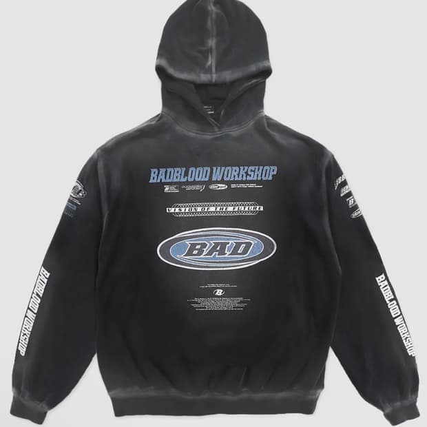 배드블러드 F2 올드이펙트 후드 - 블랙/블루 L