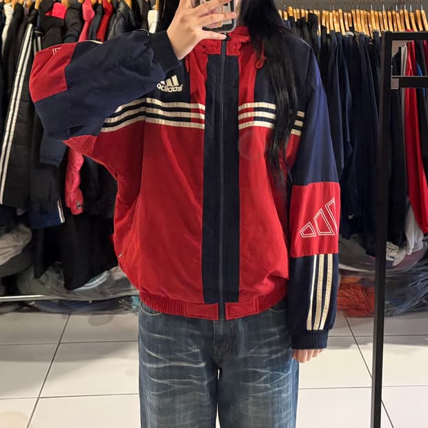 아디다스 올드스쿨 이너퀄팅 후드 배색 자켓