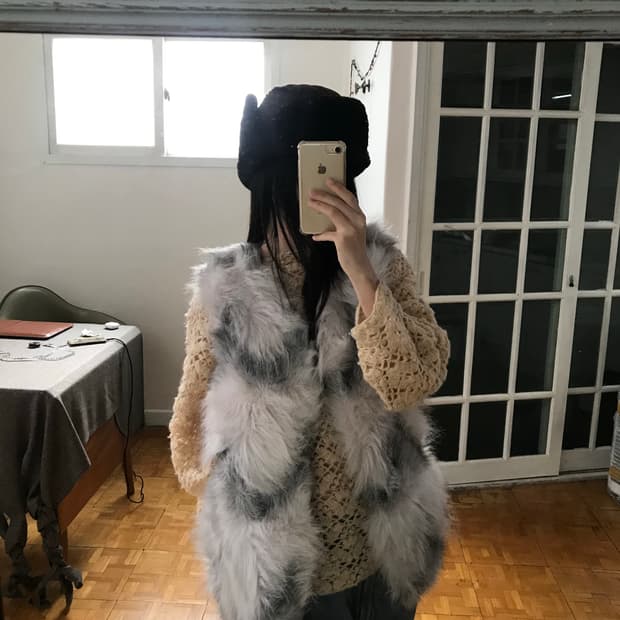 vintage eco fur vest 