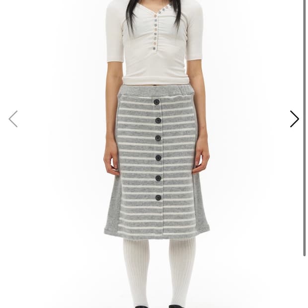 Pahisum 파히섬 스트라이프 버튼 니트 스커트 그레이