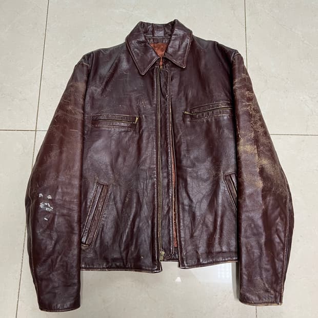 70s Walter Dyer 싱글 레더 자켓 (42)