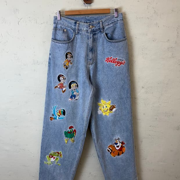 위캔더스 켈로그 패치 데님 팬츠