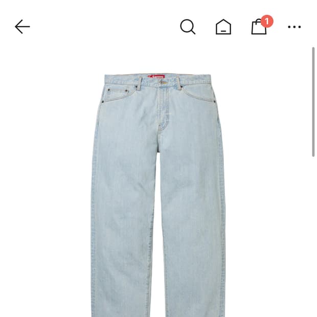 급처)슈프림 배기 진 라이트 워시드 인디고 - 25FW 30