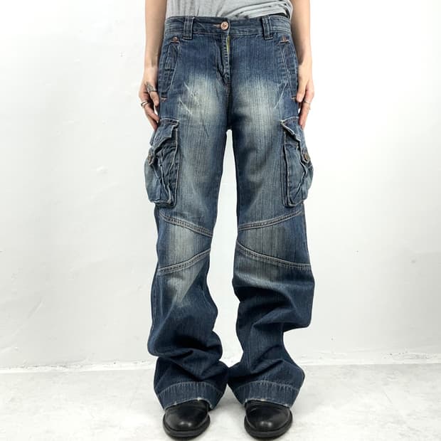 Utility Cargo Flare Denim Jeans