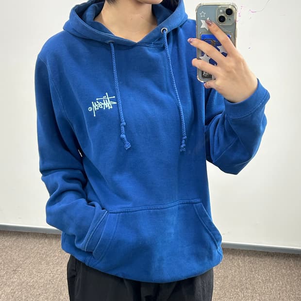 Stussy 스투시 민트로고 딥블루 후드티