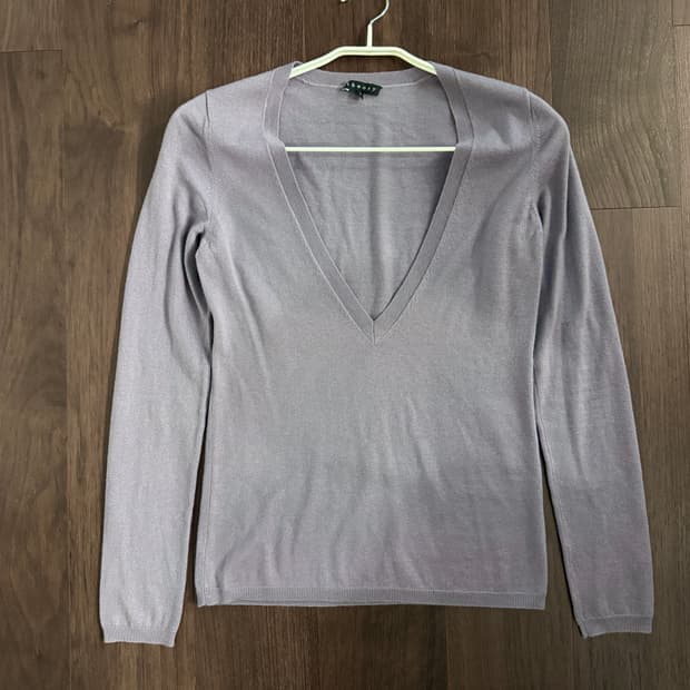 띠어리 연보라 딥브이넥 캐시미어 니트