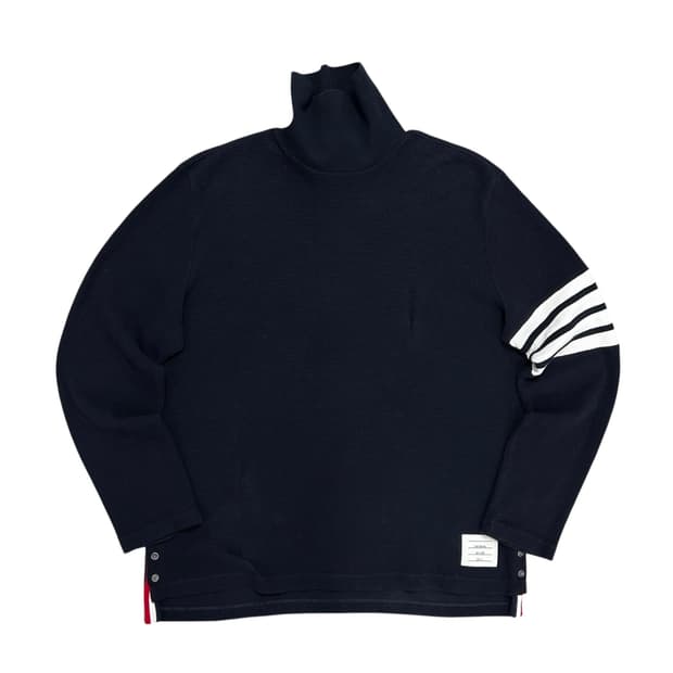 톰브라운 네이비 터틀넥 와플 니트(4)