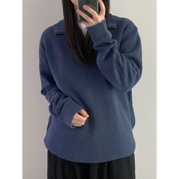 폴로 반집업니트