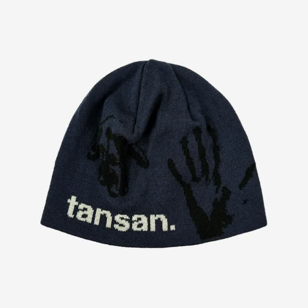 탄산마그네슘 자카드 핸드 그립 비니 네이비