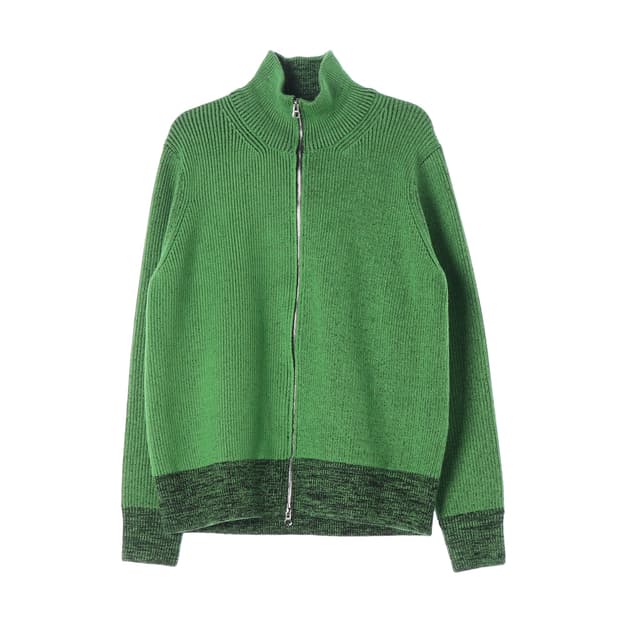 메종 마르지엘라 21FW 카라 니트 집업 가디건 그린