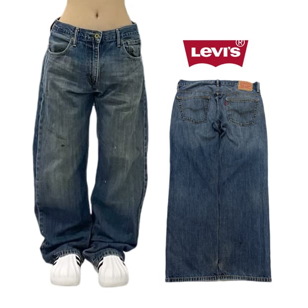 리바이스 569 새깅 워싱 와이드 스케이터 데님팬츠
