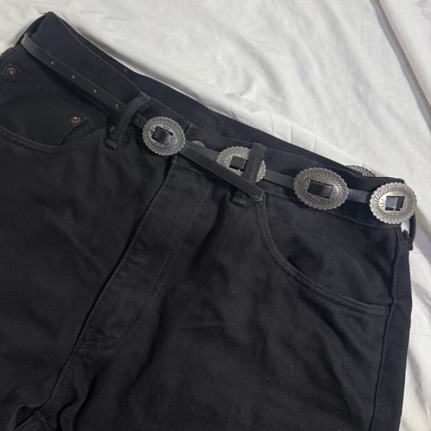 빈티지 콘초 장식 레더 벨트 웨스턴