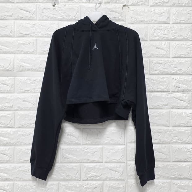 나이키 조던 크롭 후드티 블랙 M