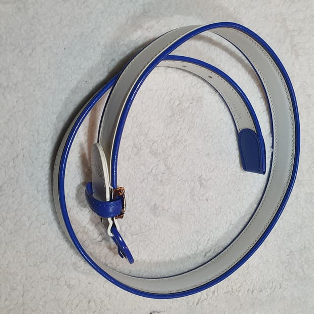 카스텔바작 화이트/블루 가죽 벨트