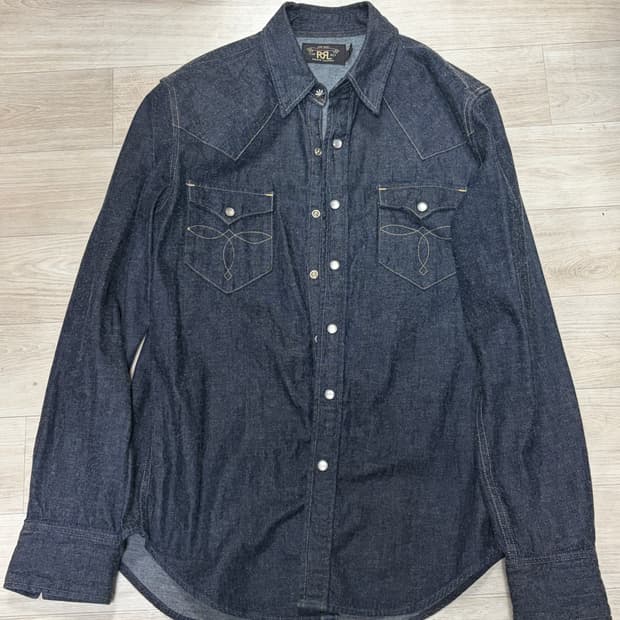 RRL 더블알엘 데님 인디고 웨스턴 셔츠 M