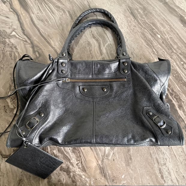 발렌시아가 모터 워크 토트백 블랙