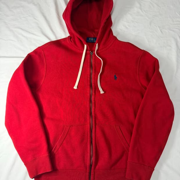 폴로 랄프로렌 써멀와플 후드집업 레드 
