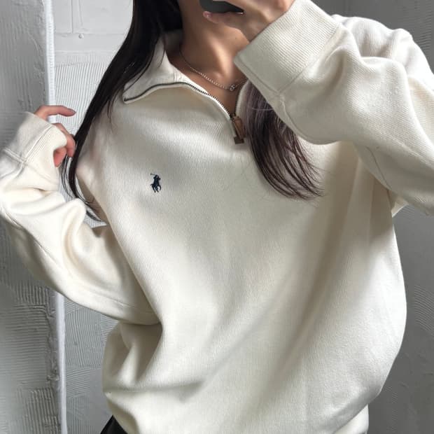 Polo 폴로 랄프로렌 아이보리컬러 니트 하프집업 