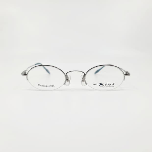 Vintage 반무테 안경 실버 그레이