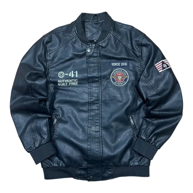 ✨ (바배) 빈티지 패치 레더 블루종 자켓 