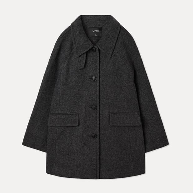 MIXXO 울 블렌디드 스탠카라 하프코트