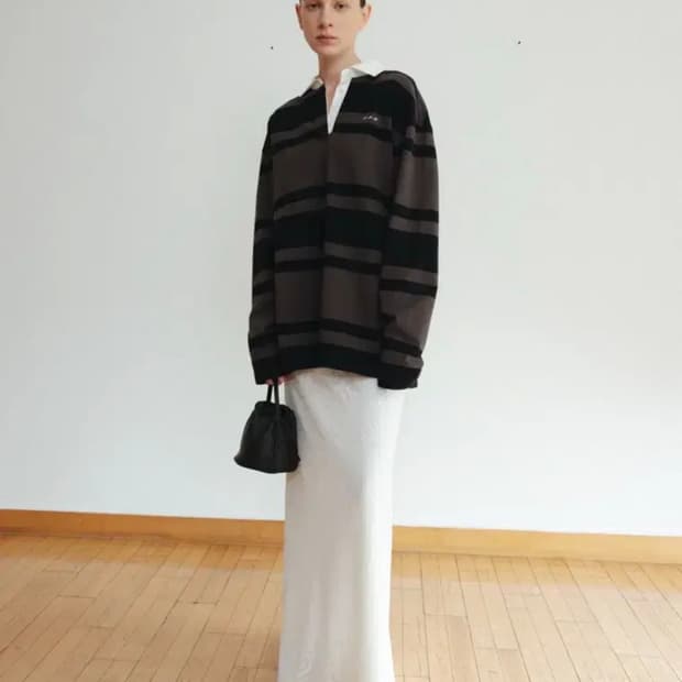 monoha 모노하 striped collar t-shirt khaki