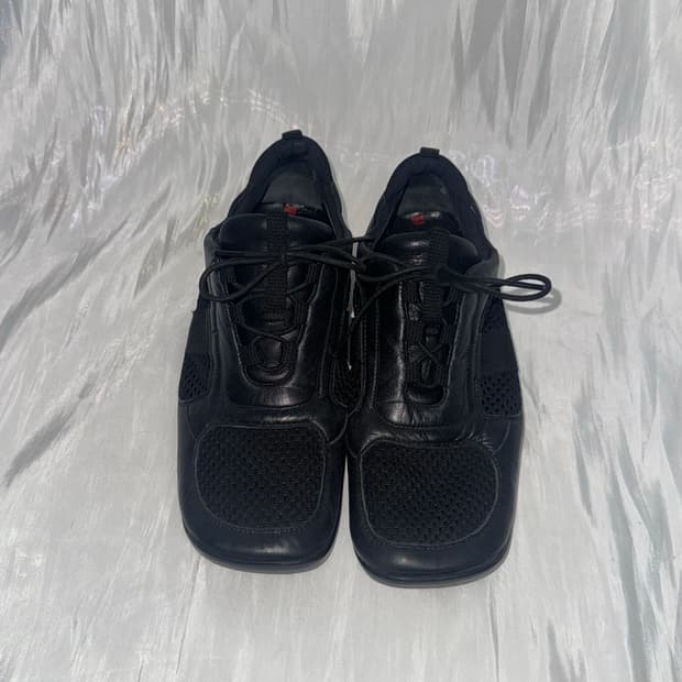 Prada sports mesh leather sneakers