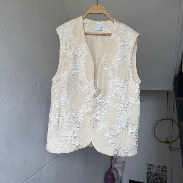 빈티지 크림 오버핏 레이스 베스트