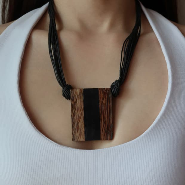 wood block necklace