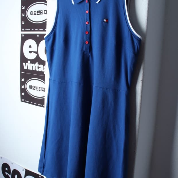 W(L-XL) 타미힐피거 반팔 카라 티셔츠 원피스 드레스-H32998