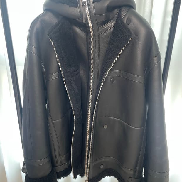 알레그리 양가죽 후드 무스탕 48사이즈