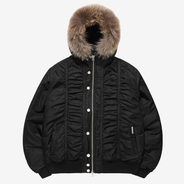 더바이닐하우스FUR HOODED MA-1 JACKET BLACK