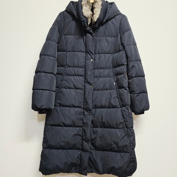 헤지스 구스다운 롱패딩 후드  95