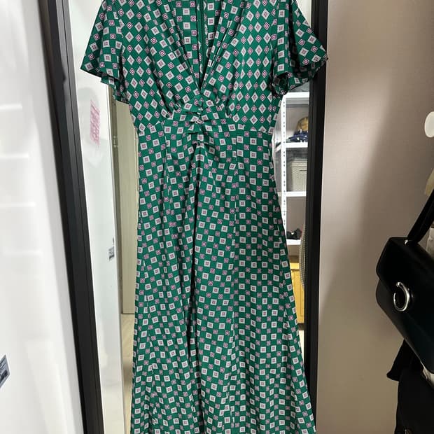 산드로 그린 패턴 롱 원피스