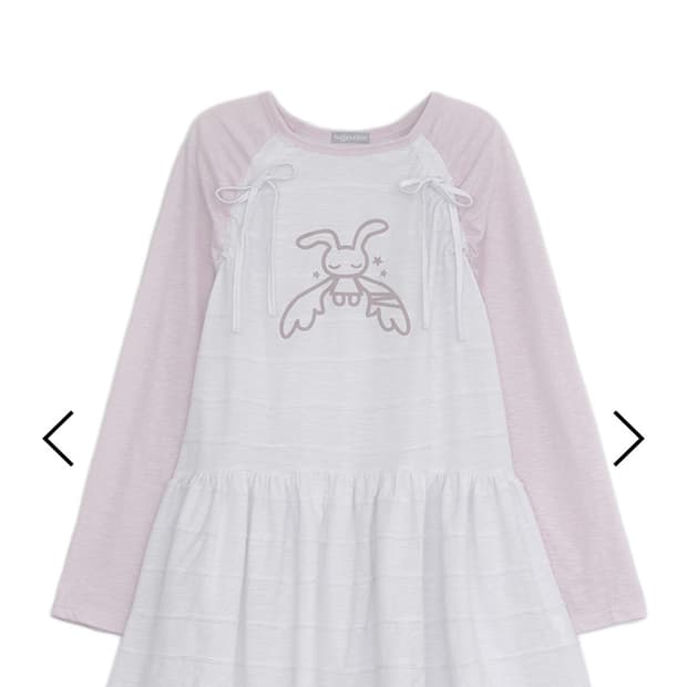 허그유어스킨 엔젤 패치 레글런 드레스 화이트 핑크