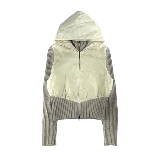 Verseau 빈티지 패딩 니트 집업 후드