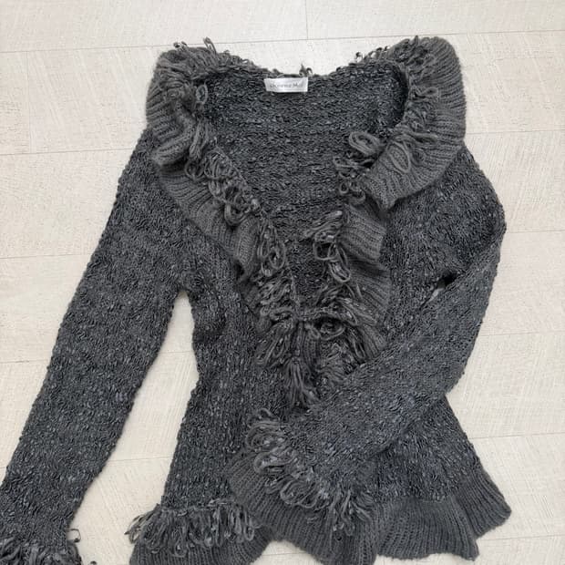 그런지 페어리 오리엔탈 프릴 레이스 가디건