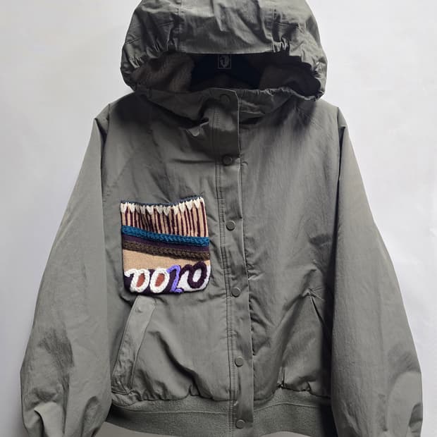 베네통 그린비 양모 뽀글이 후드 점퍼 42(55)