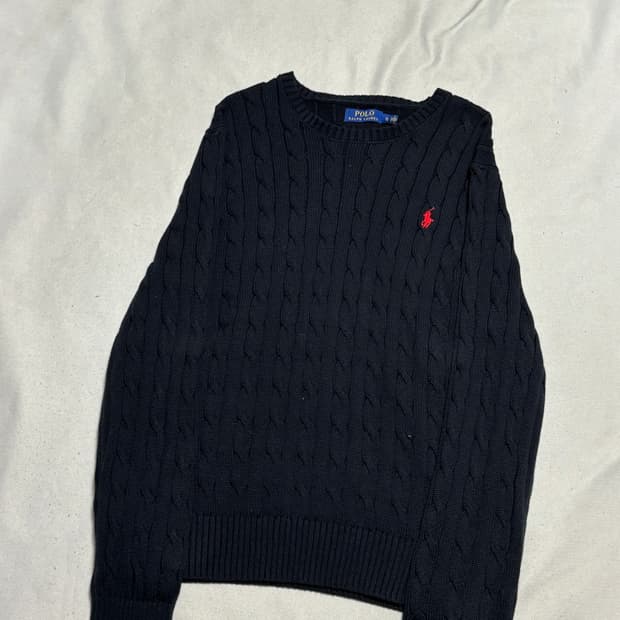 XL 폴로랄프로렌 블랙 케이블 니트 