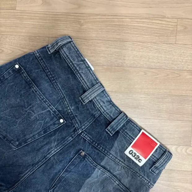 032C 점보 체크 데님 팬츠 M