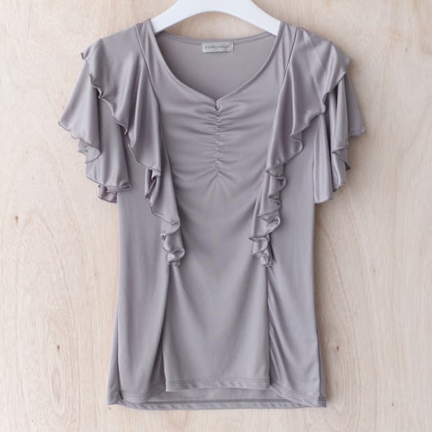 shirring frill half T