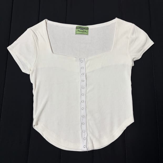 플리즈노팔로우 Coco U-Line Button Short Top
