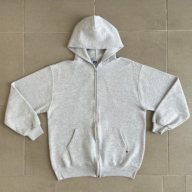 90s 빈티지 러셀 후드집업 밝은그레이 L USA