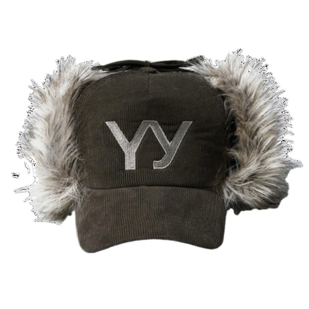 open yy 퍼 코듀로이 이어플랩 캡 카키