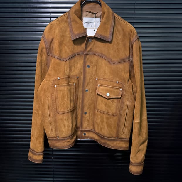 언지미크 웨스턴 트러커 오일 브러쉬 고트 스킨 염소 가죽 레더 카멜 포켓