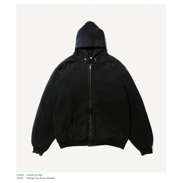 [3] 아프레쎄 25ss 빈티지 후드 집업 블랙