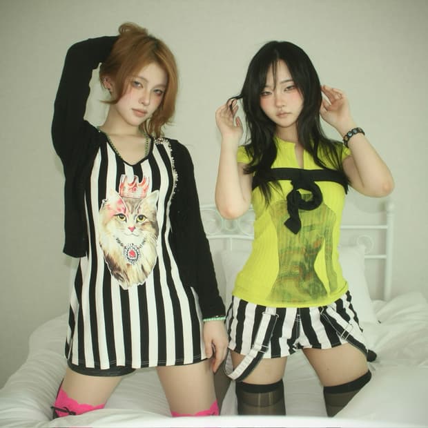 Queen Cat Stripe Mini Dress